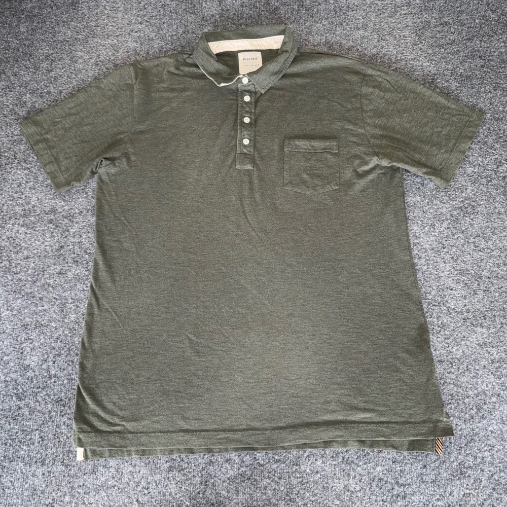 Billy Reid Polo Shirt Mens 2XL Olive Green Short Sleeve Casual Preppy Designer